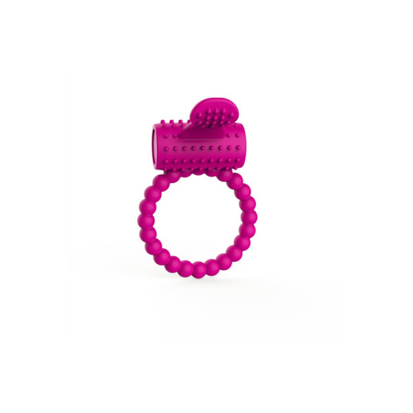 Anneau fuschia vibrant silicone avec langue picot 